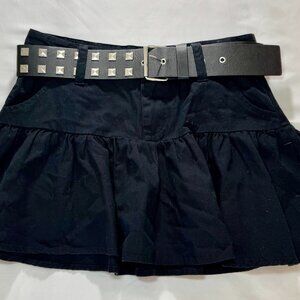Hot Topic Social Collision Black Ruffle Skirt w/Belt - Sz Juniors Small - Black
